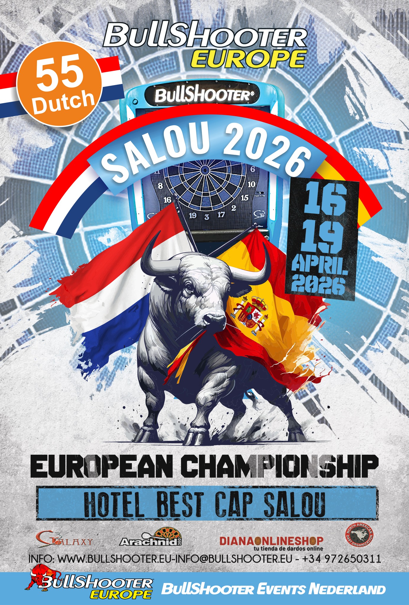 Oranjebarspeelster Lincy Gloudemans succesvol met Nederlands team bij het EK Bullshooter 2026 in Spanje.