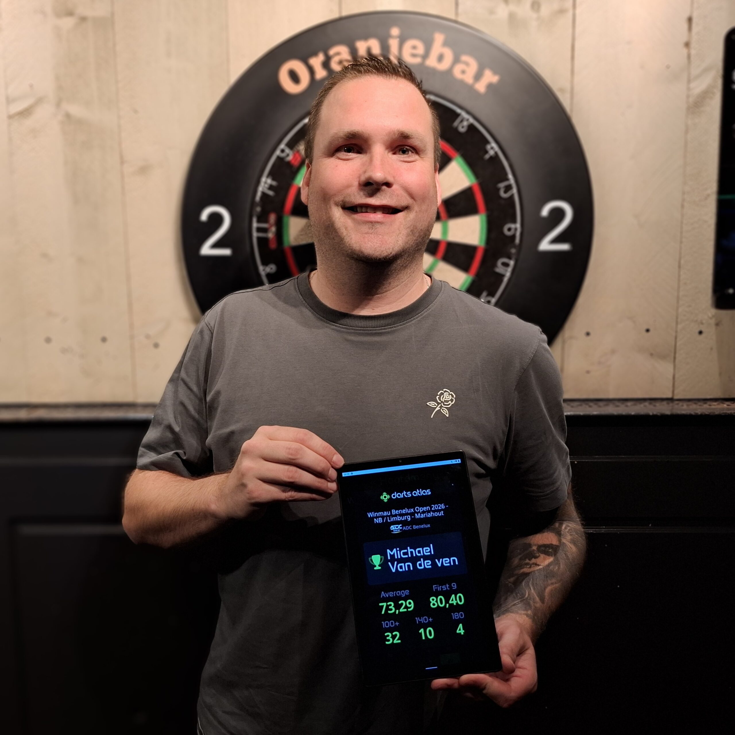 ADC Winmau Benelux Open 2026 – Oranjebar Pub Qualifiers; Winst op 2e speeldag is voor Michael van de Ven.