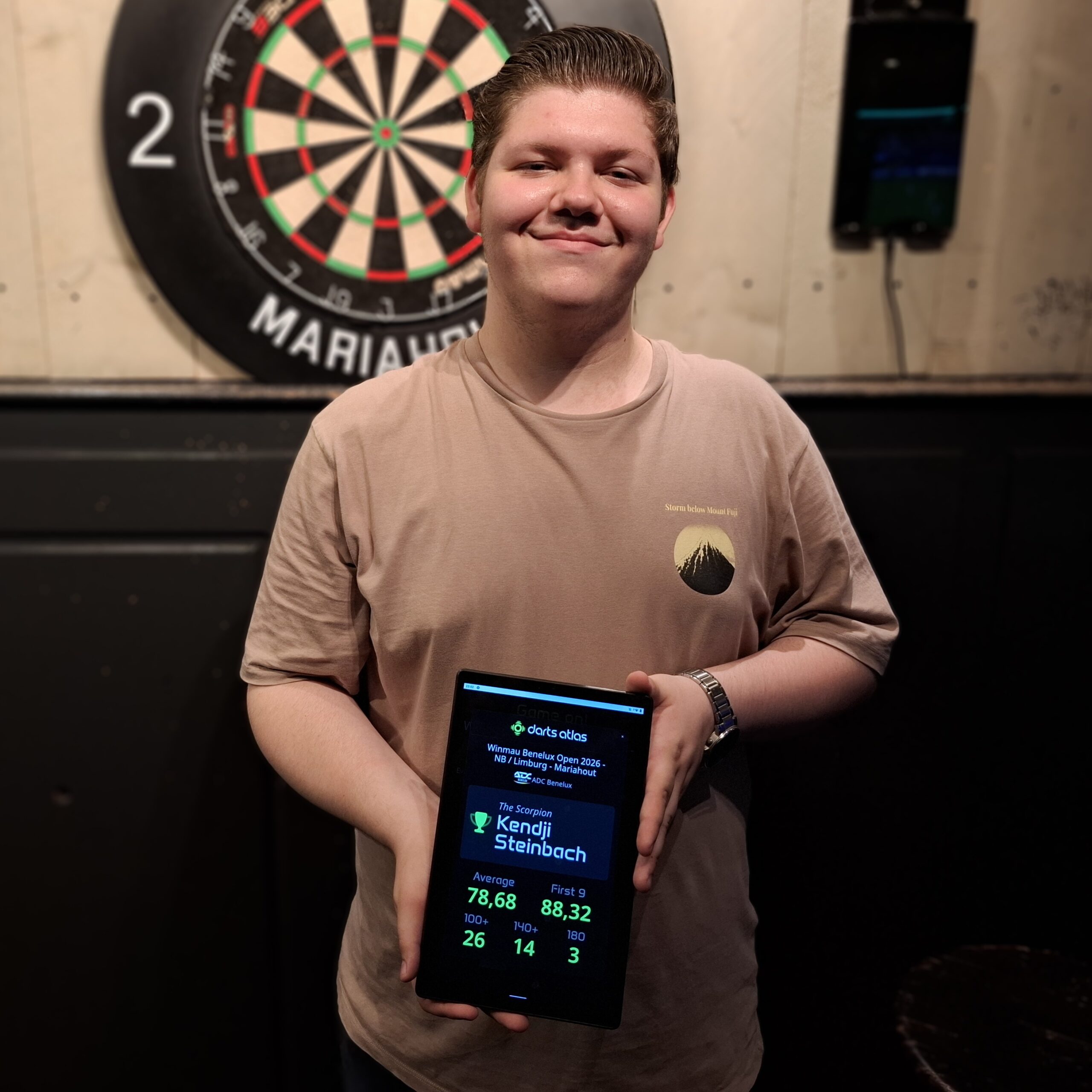 ADC Winmau Benelux Open 2026 – Oranjebar Pub Qualifiers; Winst winst op 1e speeldag gaat naar Kendji Steinbach.
