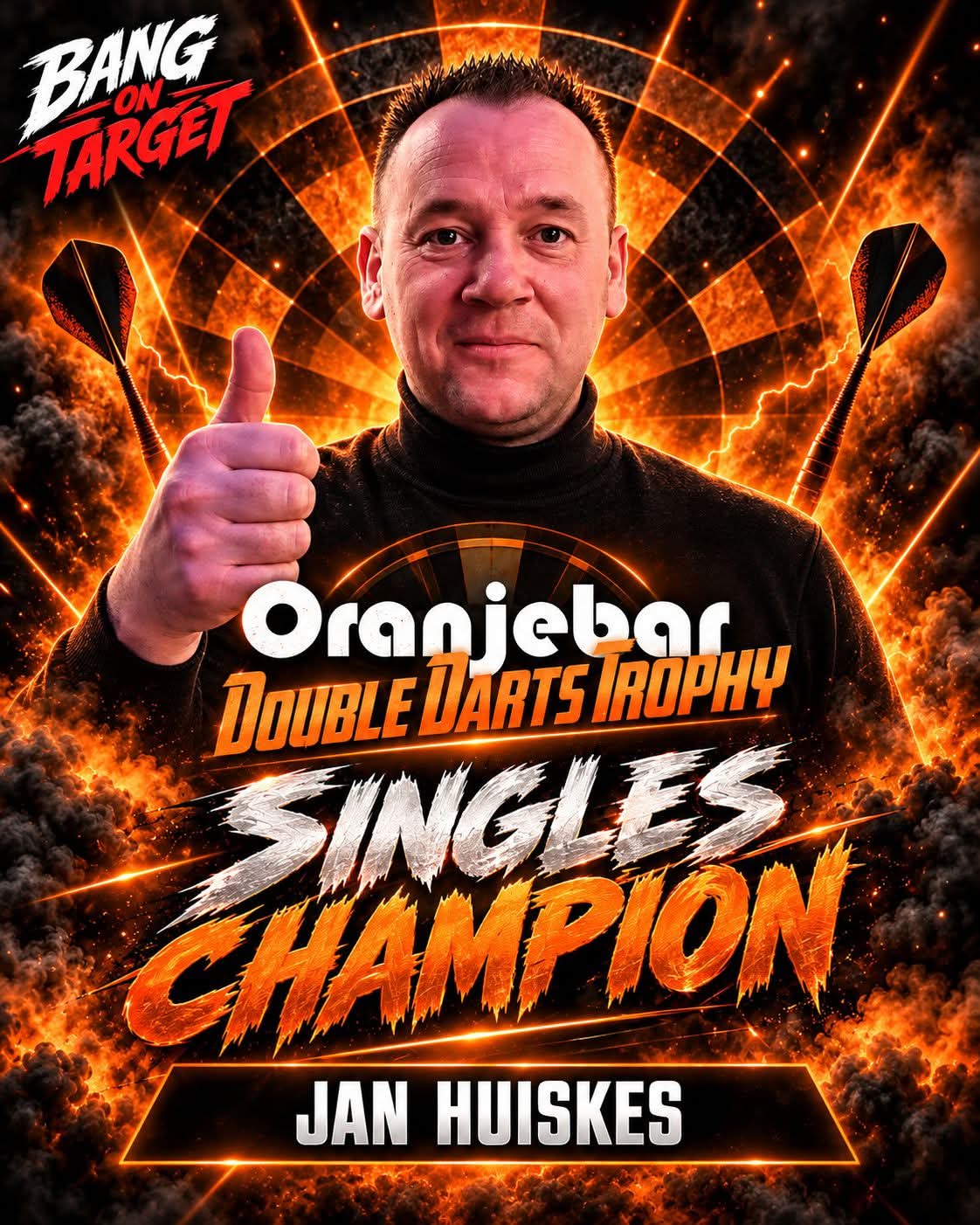 Titel Oranjebar Double Darts Trophy 2026 singles gaat naar Jan Huiskens